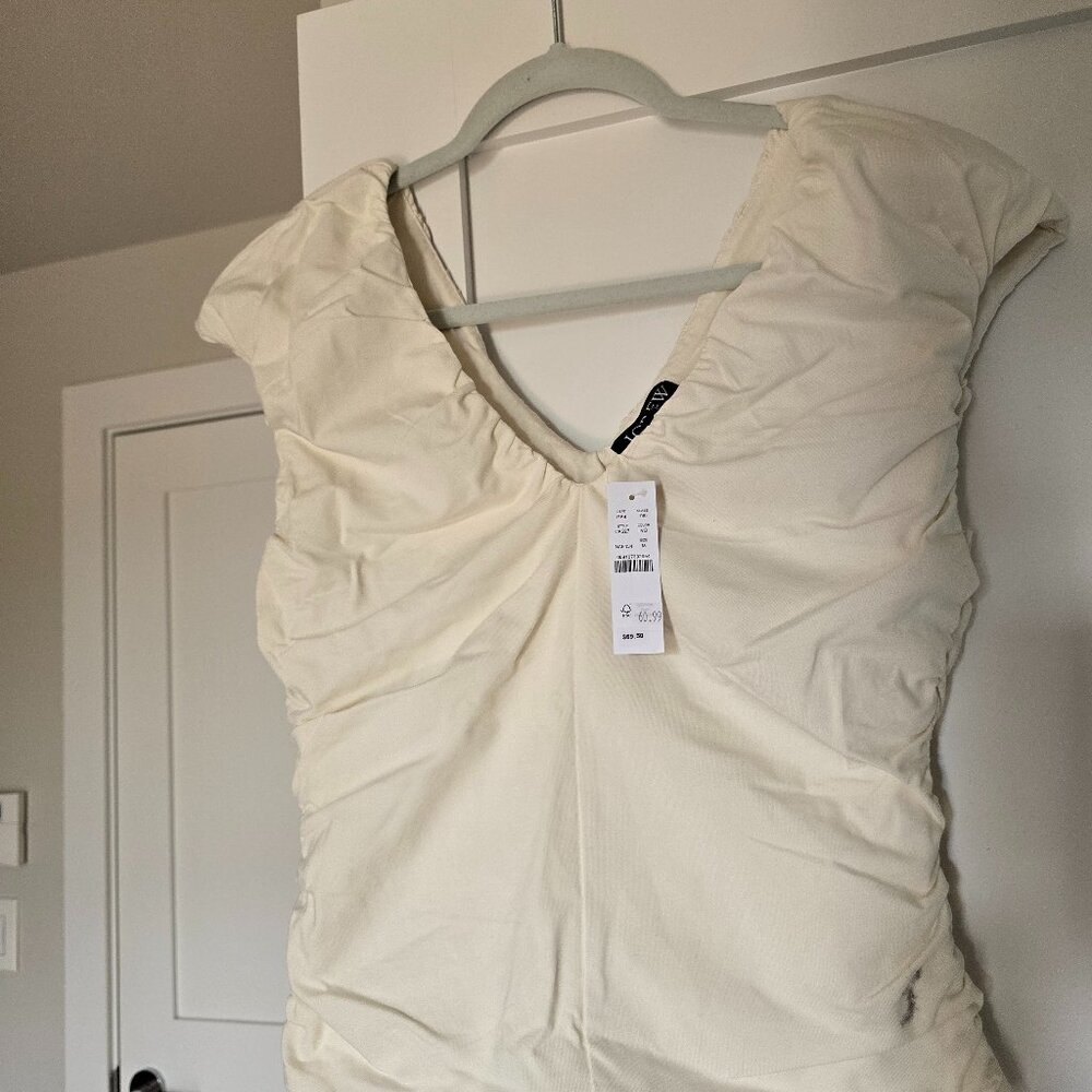 J.Crew Ruched Vneck in stretch cotton top size M